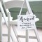 Ritzy Rose Memorial Chair Sign - Black on 11x8in White Linen Cardstock with Metallic Silver Ribbon
